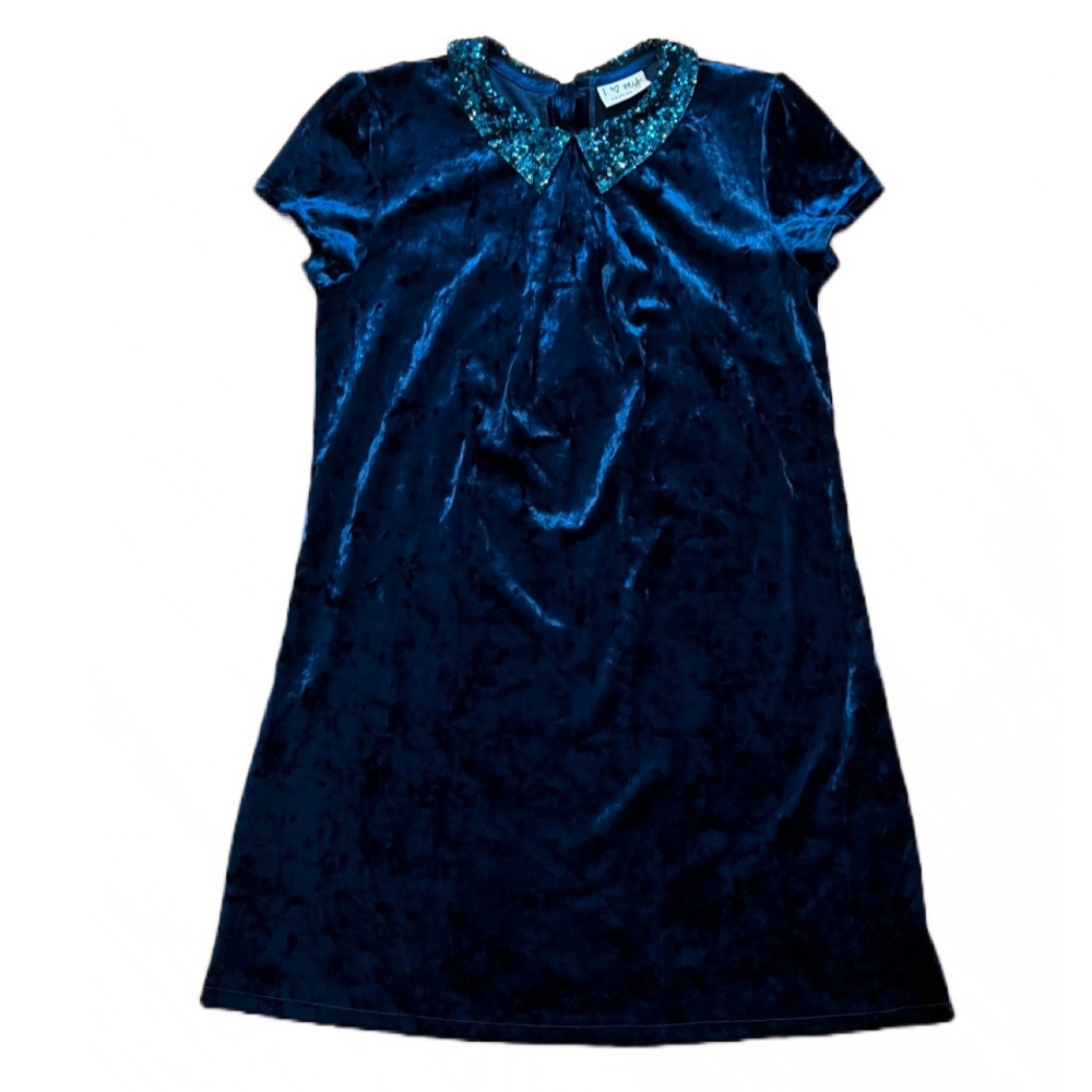Next UK Crushed Blue Velvet Dress